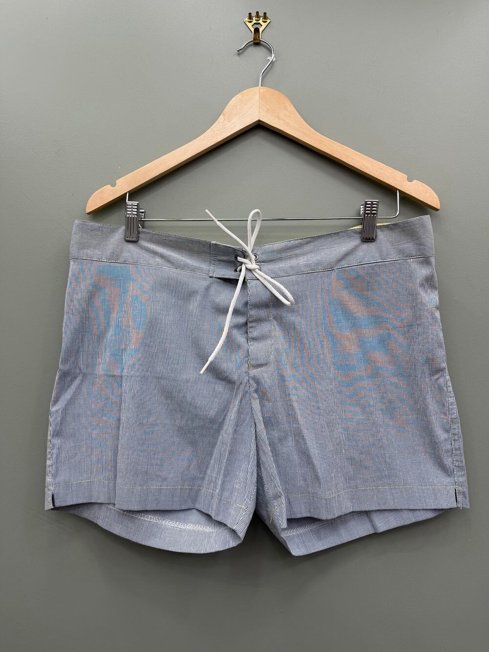 Parke & Ronen Swim Trunks Men 36 Pinstripe Board Shorts Made USA Lined